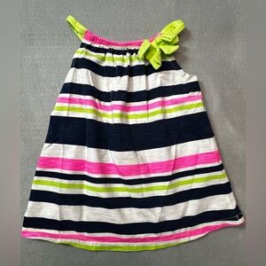 Cherokee brand girls navy, pink, white and green striped dress/tank top 6-9m